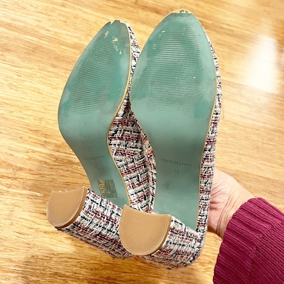 LAB by A.G. tweed chunky heels (gray, white, blue, red). Made in Spain. Size 9.5 - Picture 14 of 14